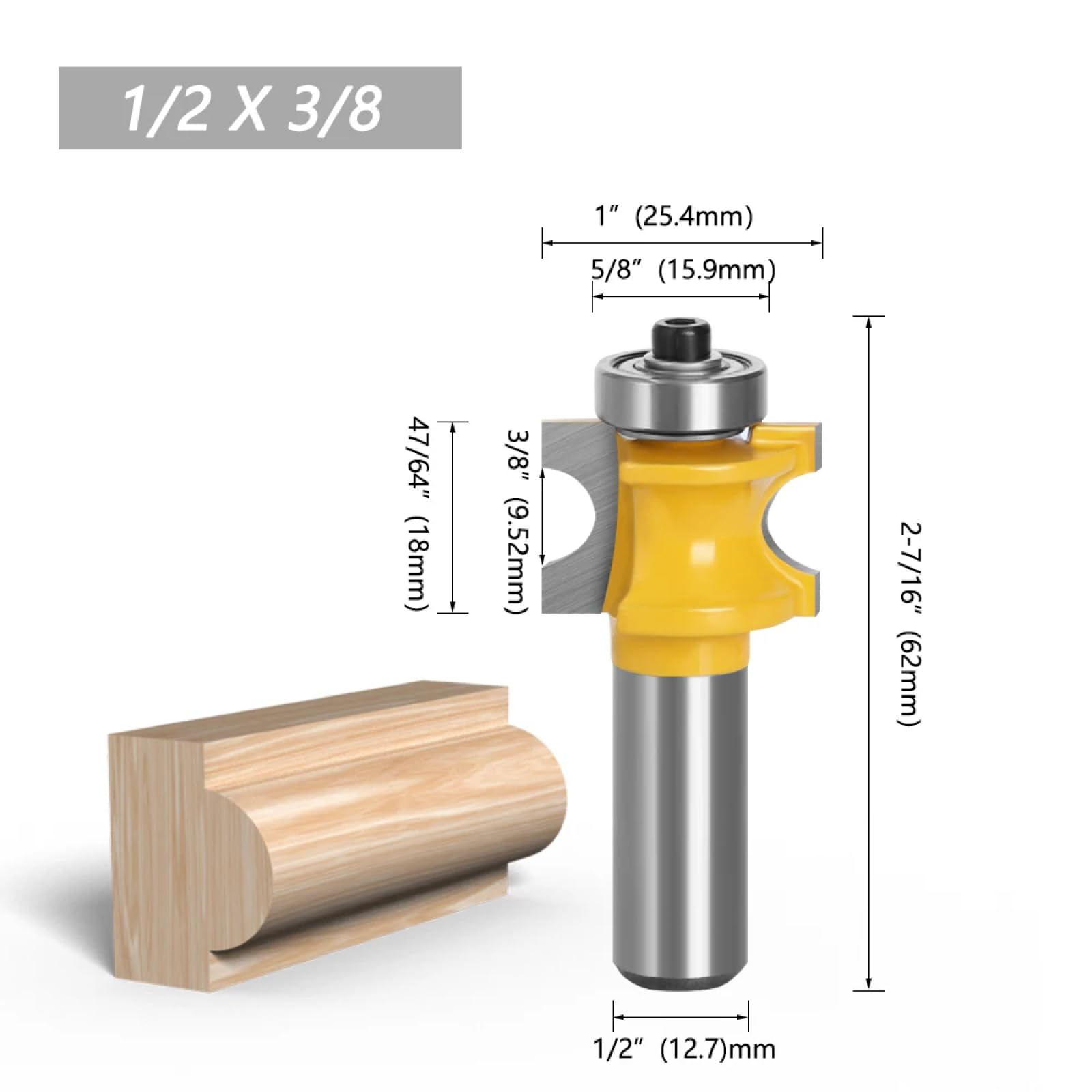Broca Semiredonda Bullnose De 5 Uds Con Brocas De Fresa De Rodamiento Para Herramienta De Carpintería De Madera Fresa,vástago De 12,7 Mm