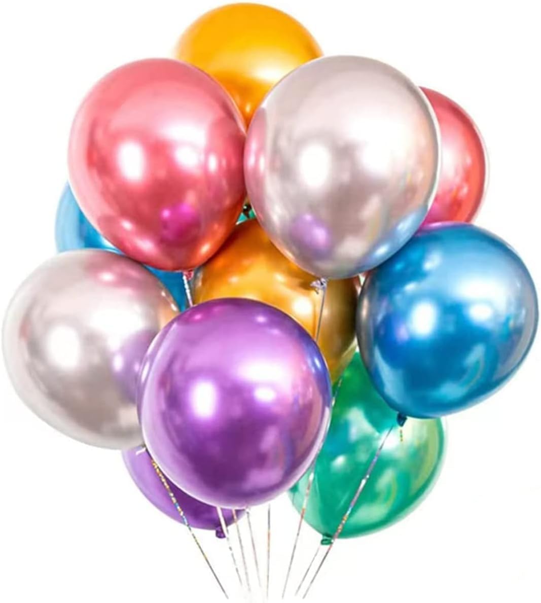 50 Pcs Balloons Assorted Color 10 Inches Latex Balloons, Multicolor Chrome Metallic Balloon for Party Decoration, Birthday Party Supplies or Arch Garland Decoration