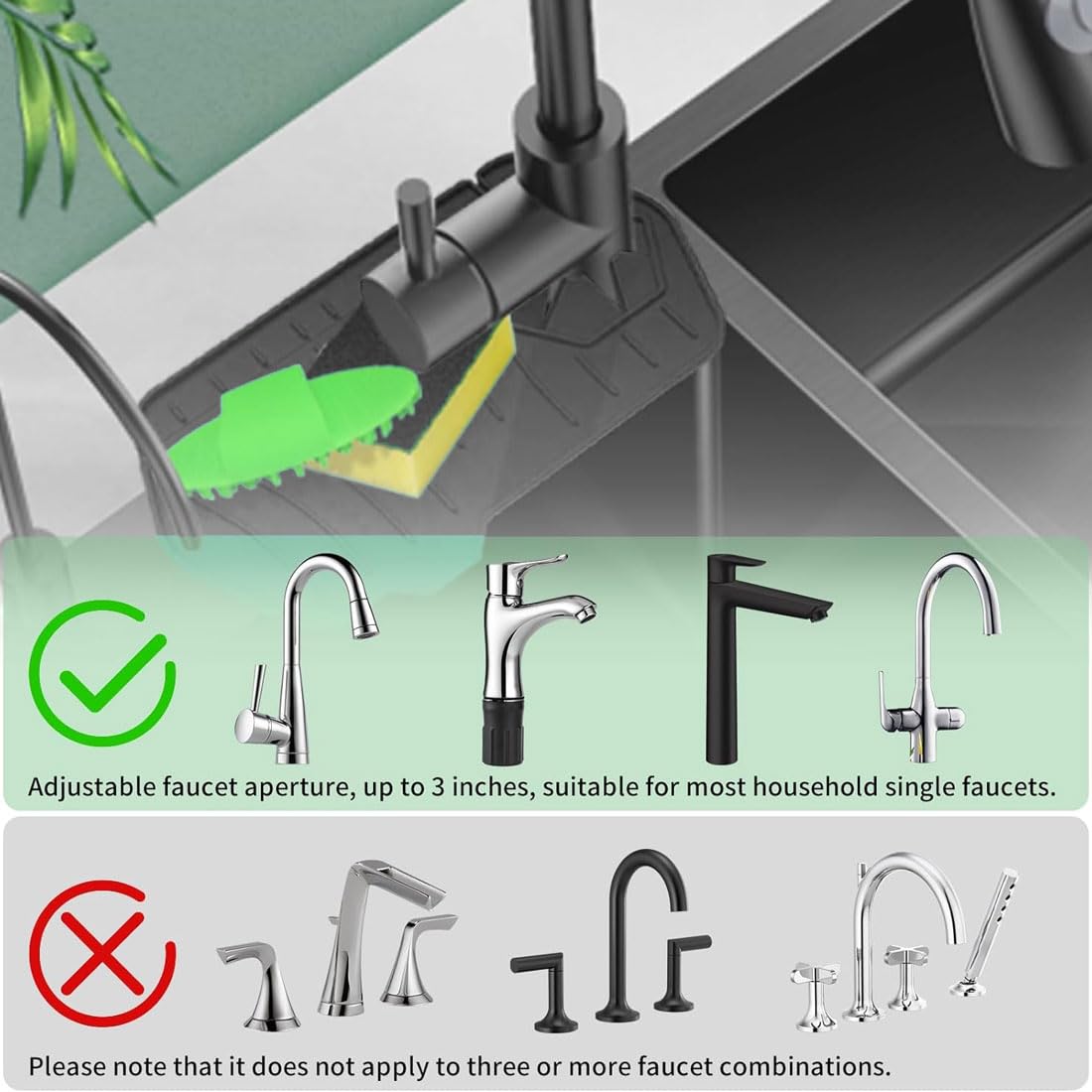 LEEQBCR 1 pc tap mat splash proof silicone soap dish - absorbent mat for taps and holders, for protecting kitchen and bathroom worktops (black) - Image 4