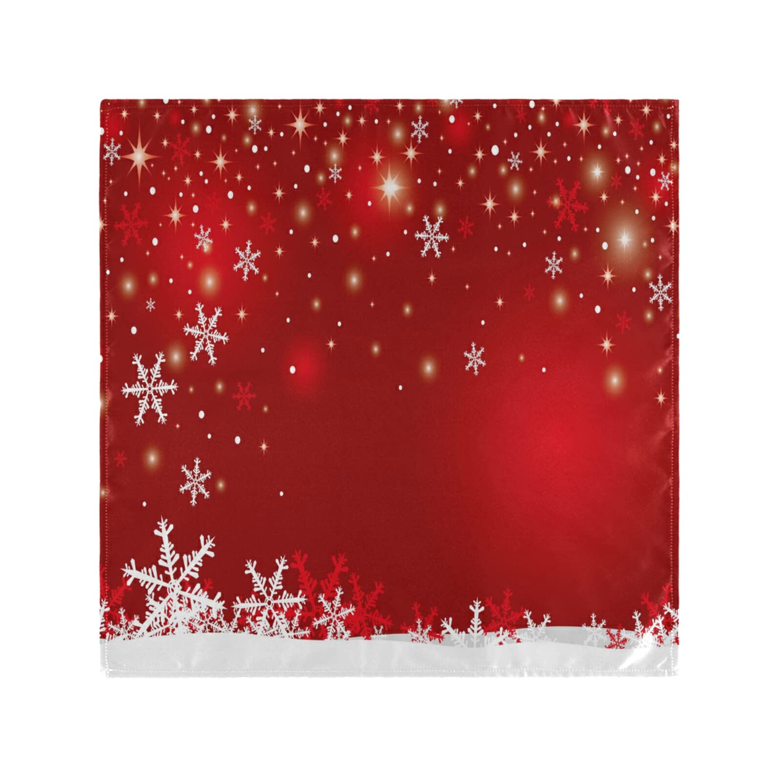 ALAZA Merry Christmas Snowflake New Year Red Winter Polyester Cloth Dinner Napkins with Hemmed Edges Set of 6 Oversized 20 x 20 inches for Wedding Party Family Holiday