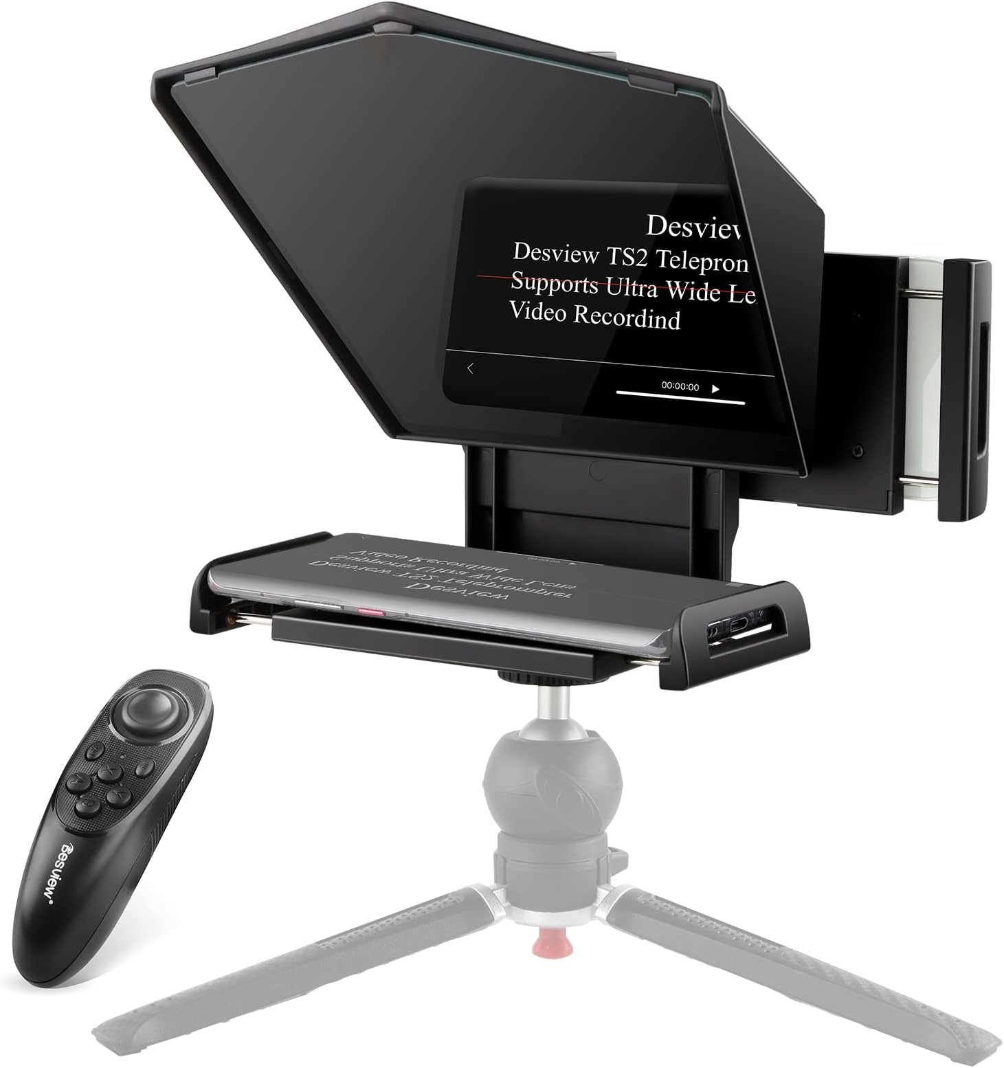 Desview T2 Teleprompter for iPad Smartphone Tablets, 70/30 Beam Splitter Glass with Remote Control for DSLR Camera Phone Shooting (TS2)