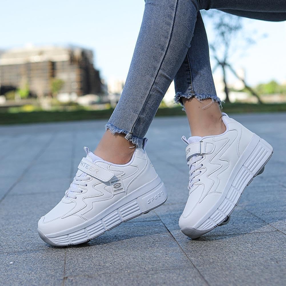 ObaBO Zapatos con Ruedas para niñas/niños, Patines con 2 Ruedas, Zapatos de Skate recreativo al Aire Libre, Ruedas Ligeras