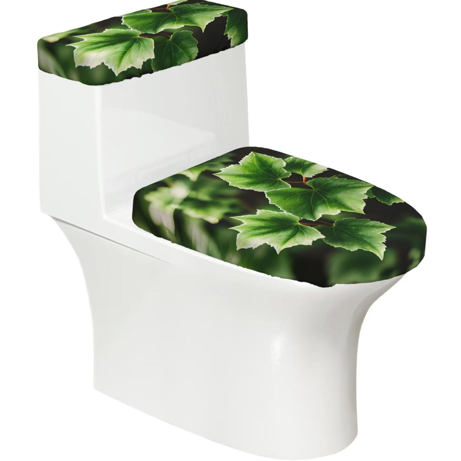Ivy Blossoms Tree Printed Toilet Tank and Lid Cover Set of 2 for Most Bathrooms, Fits Elongated Round Toilets