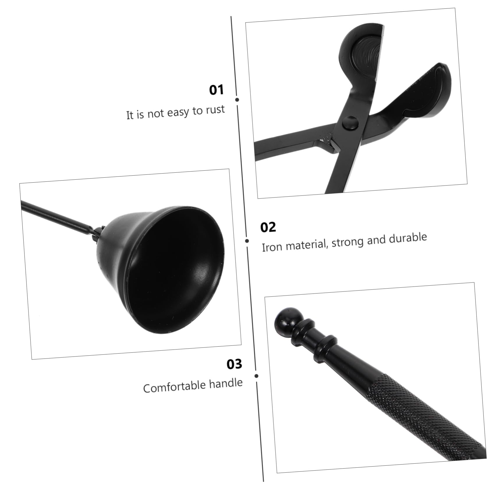 Set Spegnicandela Nero in Ferro per Candele Profumate