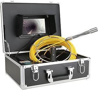 Cámara De Inspección Tuberías,7"Cámara De Tubería,Camara Inspeccion Tuberias, Camara Endoscopica Industrial Tuberias Con Transmisor Y Localizador De 512HZ, Para (Size:50 M/164 FT,Color:cable amarillo)