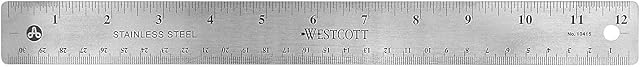 Westcott 12-Inch Stainless Steel Office Ruler with Non Slip Cork Base