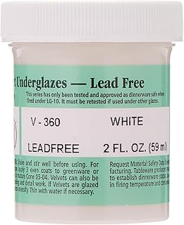 AMACO Velvet V-360 White Underglaze, 2 oz. (59 mL), Cone 05-10 (V) Intermixable Liquid Ceramic Pottery Underglaze for Bisque and Wet/Unfired Clay
