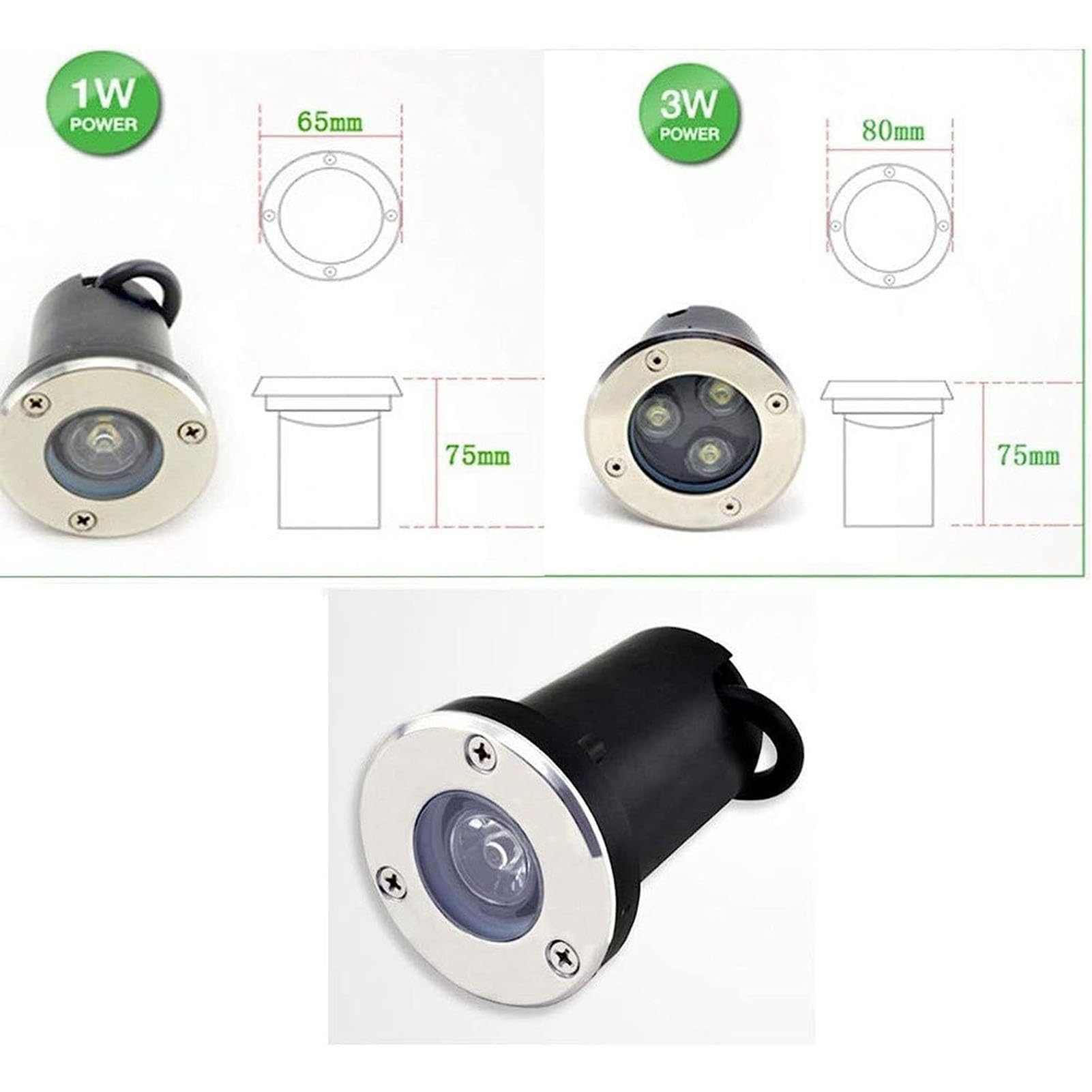 3 sztuk Reflektor Światła Podłogowe - Reflektory LED, Wodoodporna Underground Lampa IP65, LED Reflektor Na Zewnątrz, Na Podjazd Dekoracji Oświetleniowej ( Kolor : RGB