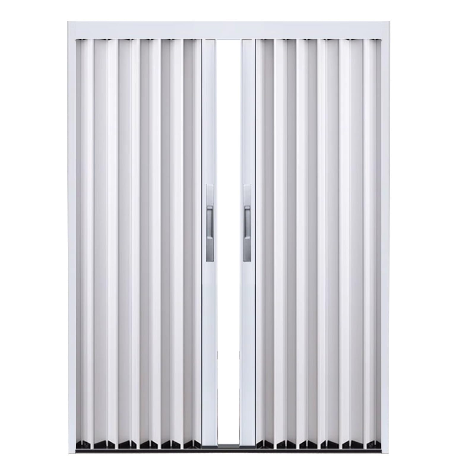 Puerta plegable de aluminio blanco con cerradura, ancho ajustable (151 x 203 cm / 60x80in), ideal para baño, cocina, puerta que ahorra espacio