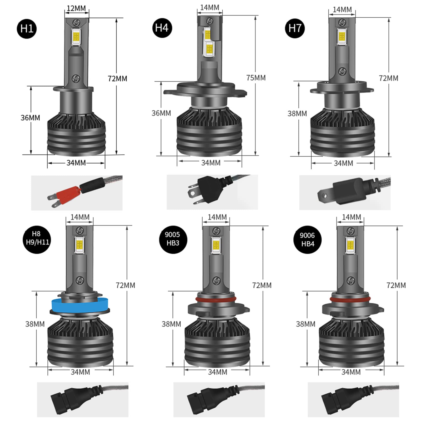 Lampadici Del Proiettore LED, 30000 Libbre Più Luminoso E Basso Raggio Basso, Kit Di Conversione A LED Super Luminoso Bianco Da 6000K, Pacchetto Di 2,H4