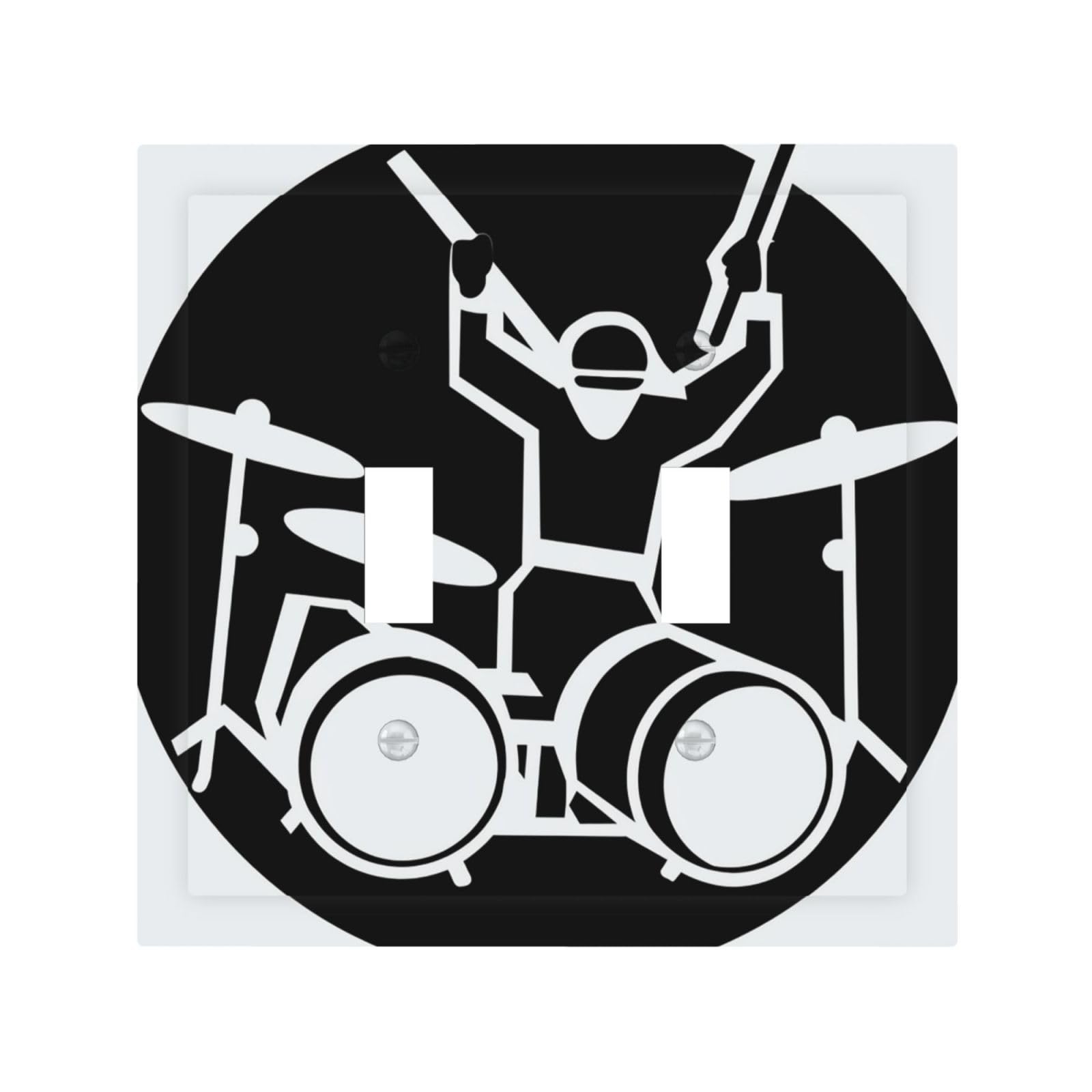 2-Gang Decorator Wall Plate Drummer Light Switch Cover Double Toggle Receptacle Wall Plate Mid Size 4.9" x 5" Wallplate Unbreakable Polycarbonate Outlet Faceplates Covers