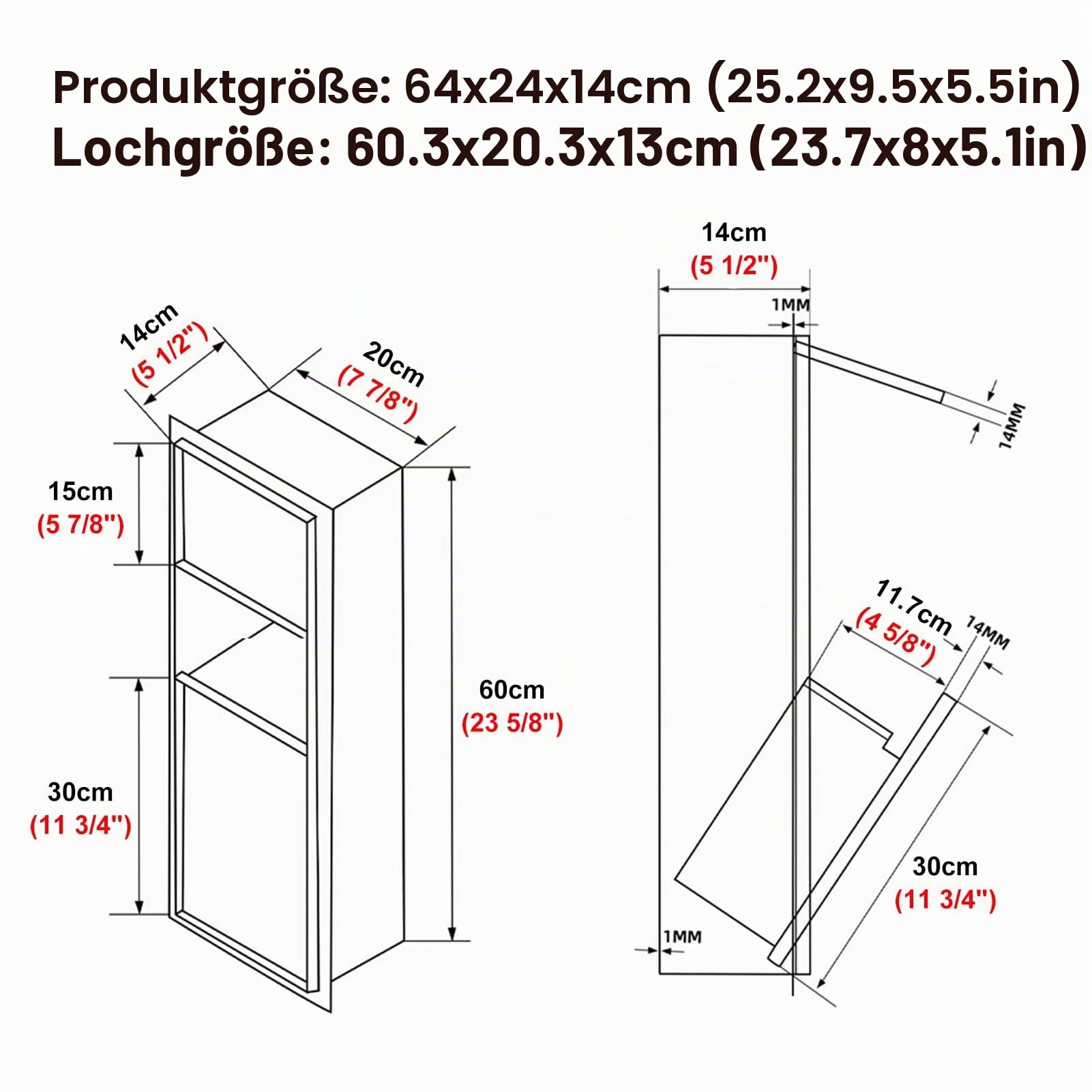 Toilettenpapierhalter Unterputz Wandeinbau-Duschablage mit Regal, Verdeckter, In Die Wand Eingelassener Toilettenpapierhalter für Fliesen, Einbau-Badezimmerschrank
