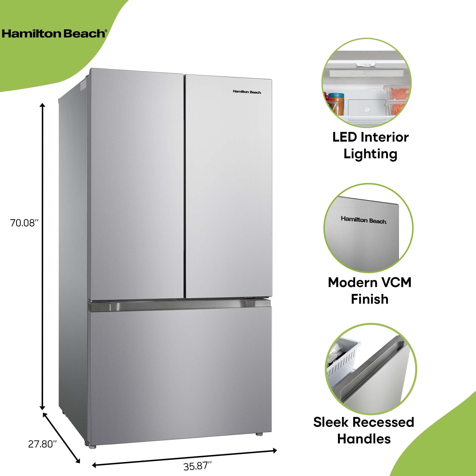 Hamilton Beach Hbf2067 French Door Full Size Refrigerator With Freezer Drawer, 20.3 Cu Ft, Stainless Steel on Fridge.com - View 6