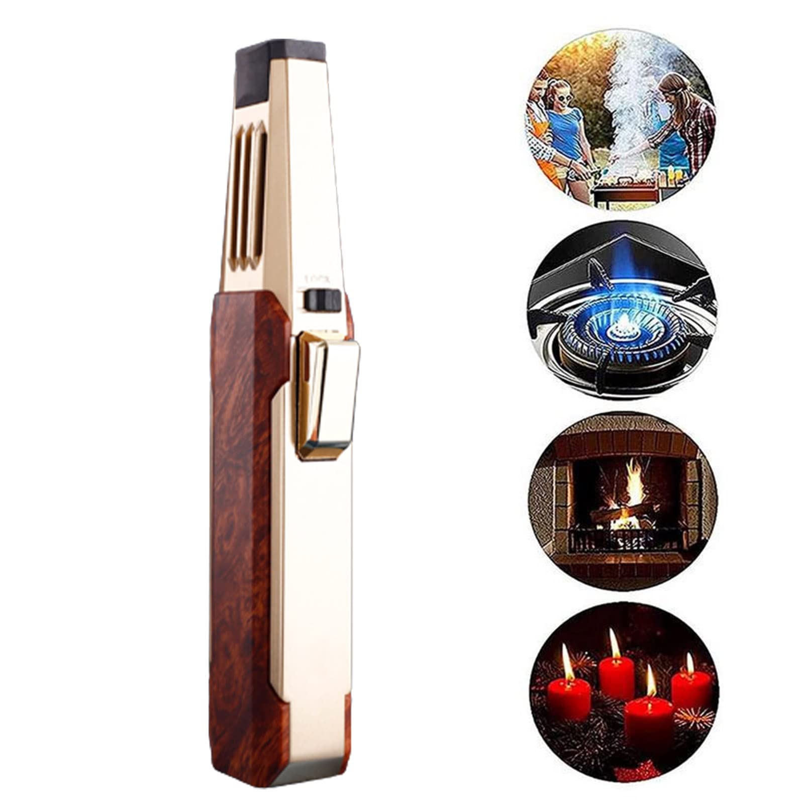 Rechargeable Turbo Torch Allume-Cigare Réglable Flamme Jet Butane Briquet BBQ Bougie Camping Cuisine Cuisson Coupe-Vent Fumer Iginitor