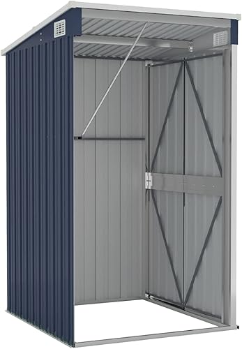 Miniatura 6 de Cobertizo de jardín montado en la pared, color antracita, 46.5 x 39.4 x 70.1 pulgadas, cobertizo de almacenamiento al aire libre con puerta,