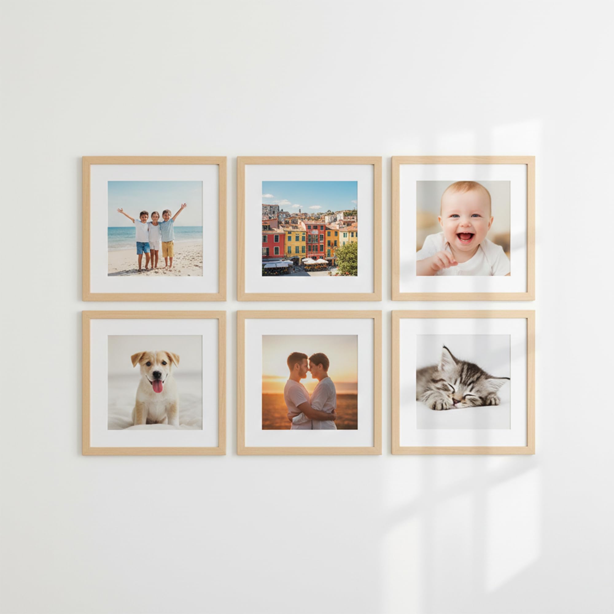 kotart Lot de 6 cadres photo pour mur - Collage esthétique pour décoration murale - Cadres photo rectangulaires pour décoration d'intérieur, bureau, salon, chambre à coucher - 20,3 x 20,3 cm