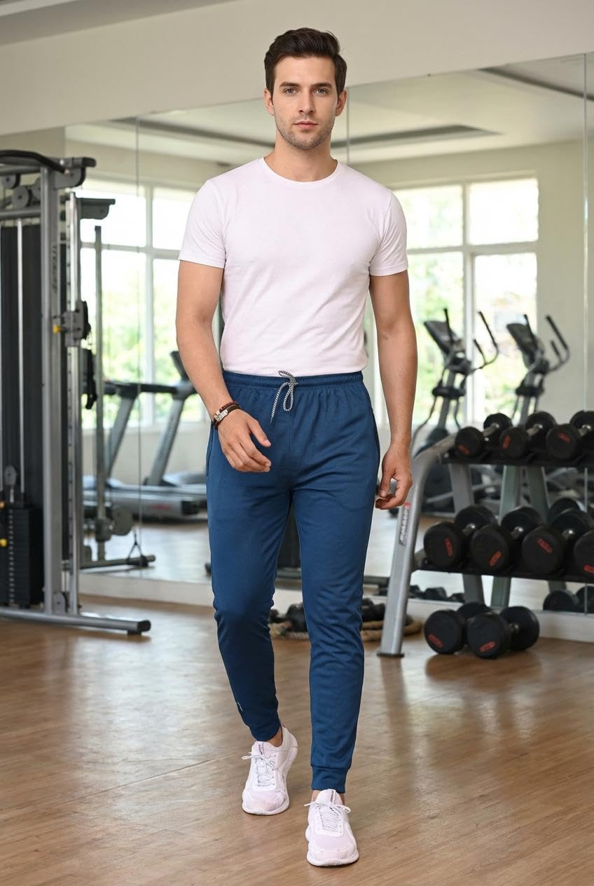 anand sarees Anand Men's Athletic Pants Running Workout Joggers Lightweight Gym Jogging Track Casual Trackpants with Pockets -AI_IST_TP221_L Royal Blue-picture-54
