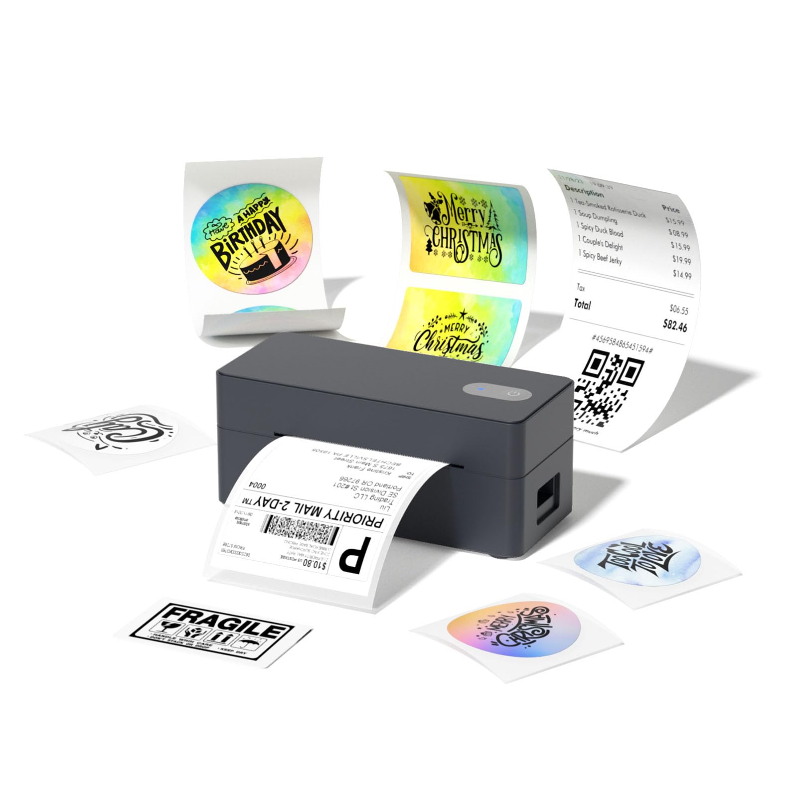 DHL Etikettendrucker Bluetooth, Labeldrucker 4x6 Versandetiketten Drucker | Thermodrucker Label Printer für Shopify, Etsy, UPS, Kompatibel mit iOS, Android, Windows, Mac, Unterstützt USB und Bluetooth