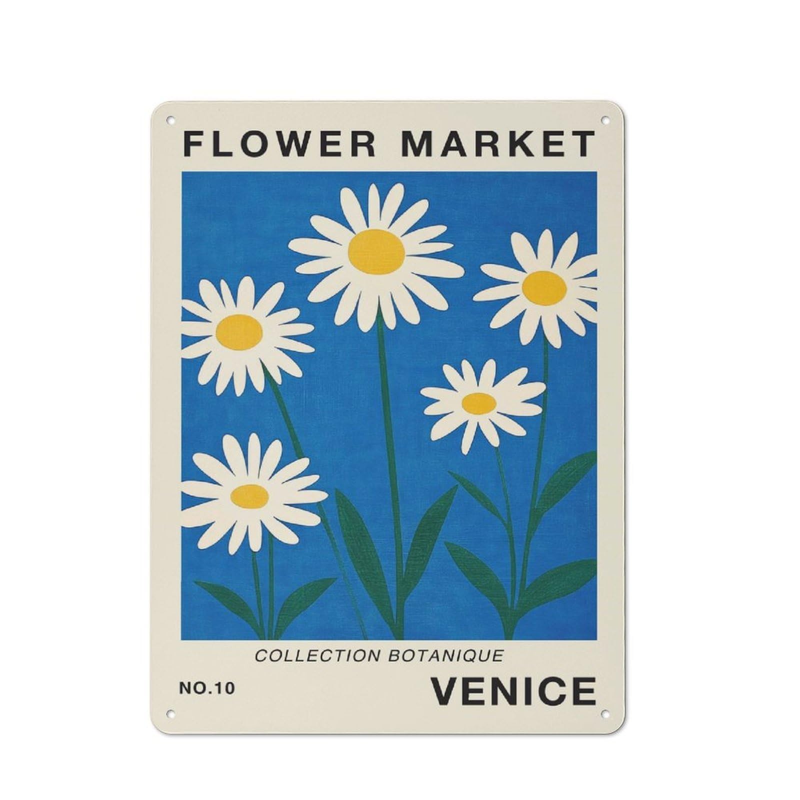 Junmoney Style-7 Vintage Metal Sign 40X30cm Featuring Venice Flower Market Print For Pub Or Café, Wall Decor For People Reorganising Pub And Café