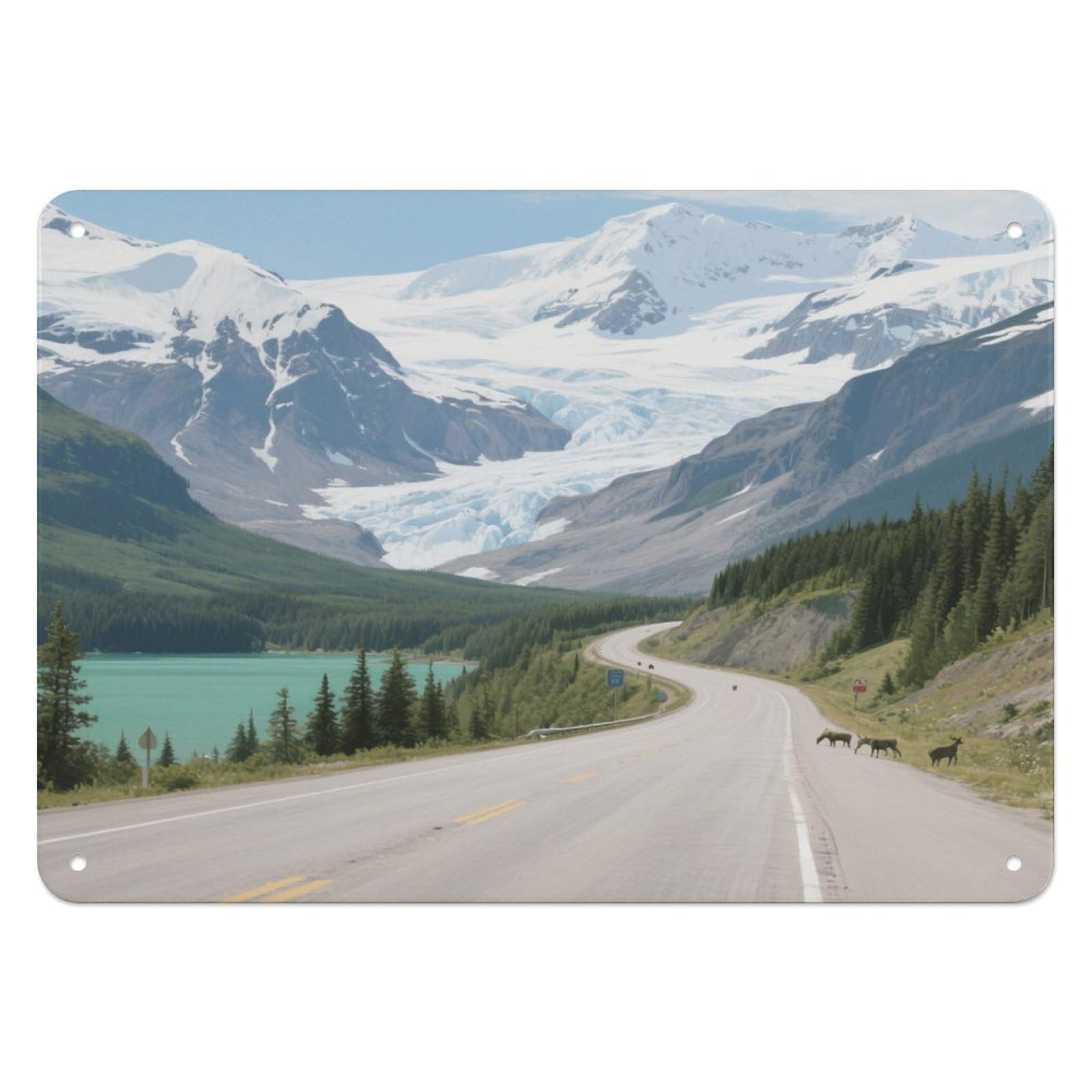 Fekiloot Style Icefield Highway Wall Decor Iron Painting Metal Sign