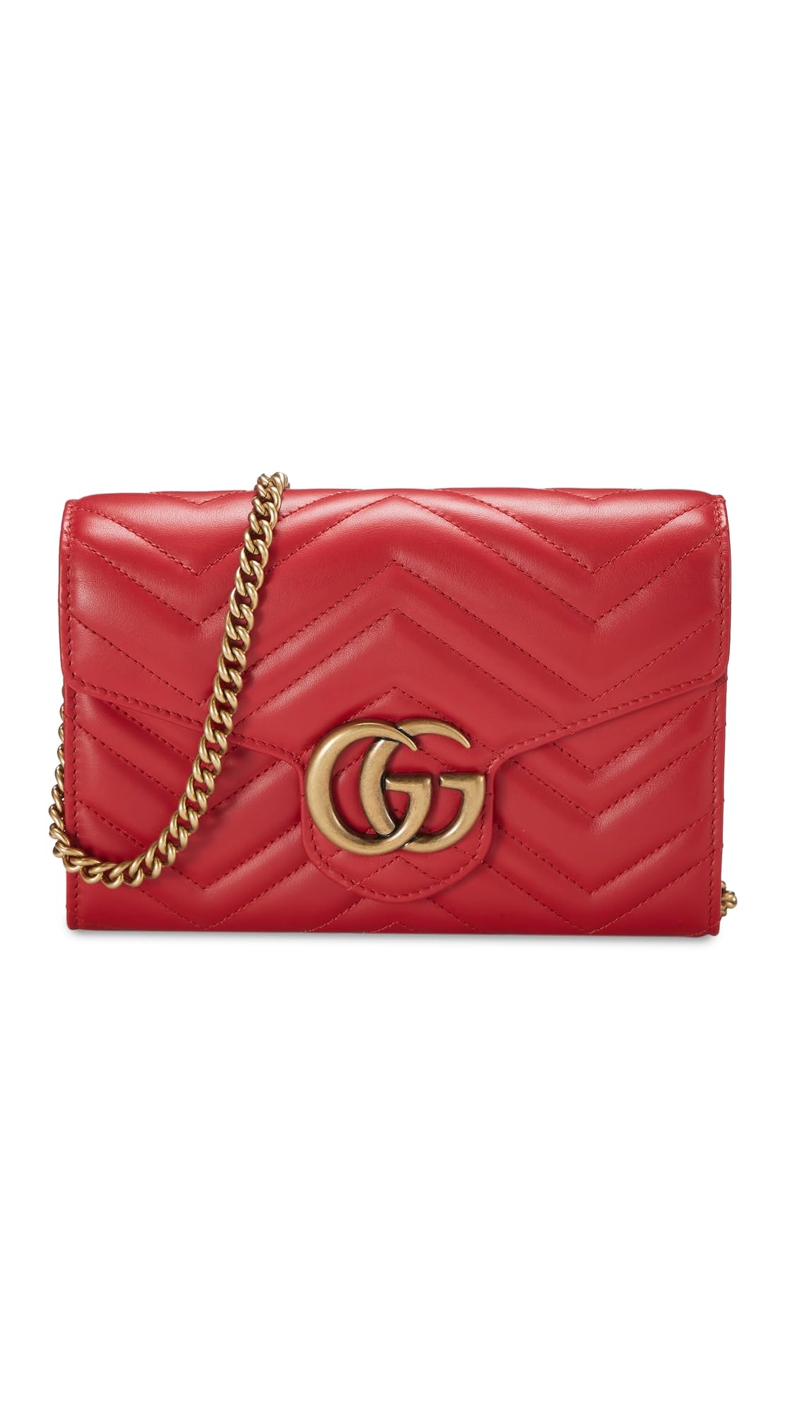 WHAT GOES AROUND COMES AROUNDWomen's Pre-Loved Gucci Red Leather GG Marmont Matelasse Shoulder Bag