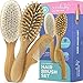 OCCObaby 3-Piece Wooden Baby Hair Brush and Comb Set for Newborns and Toddlers | Natural Soft Goat Bristles for Cradle Cap | Wood Bristles Baby Brush for Massage | Perfect for Baby Registry