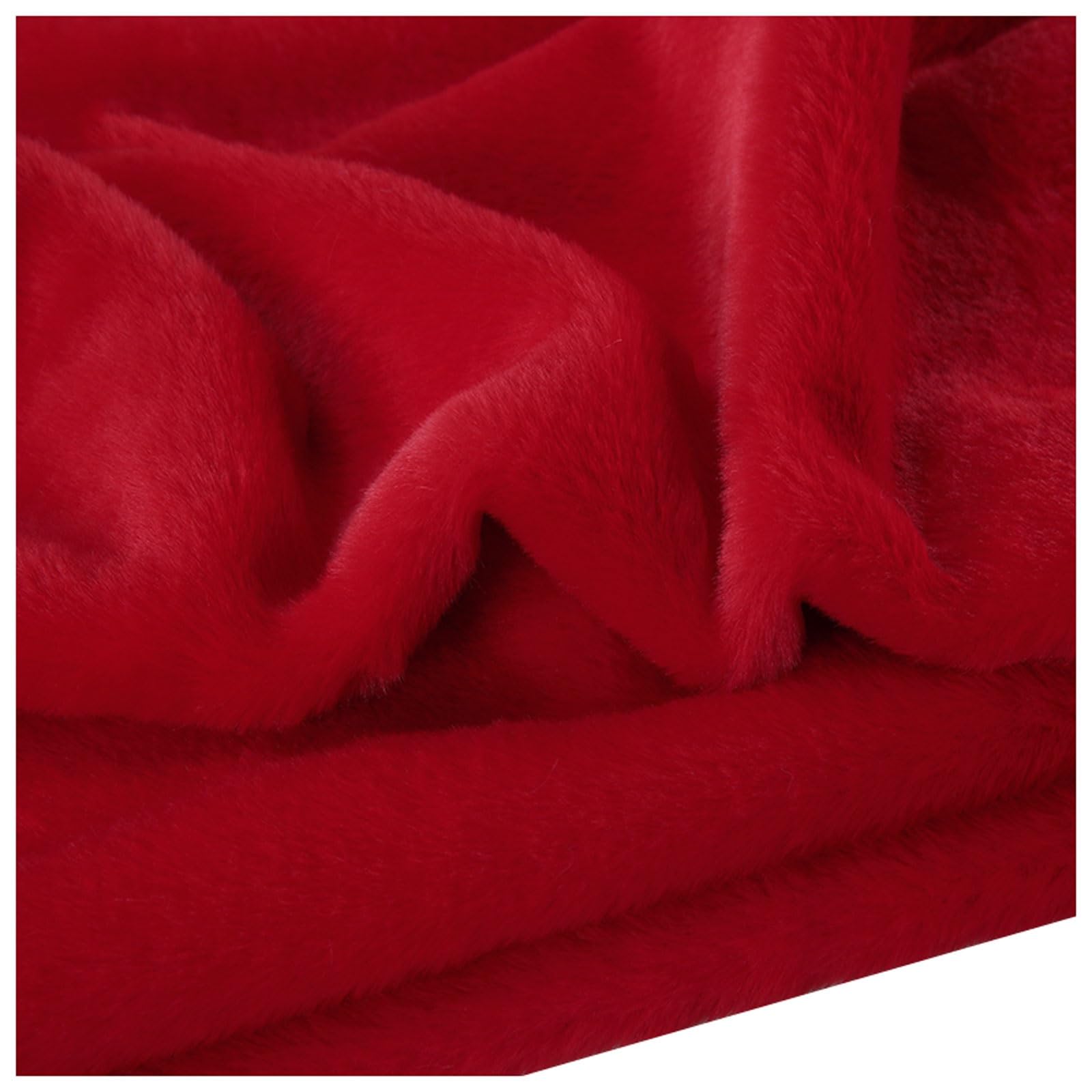 Short Pile Plain Fun Faux Fur Fabric Material, Soft Plush Faux Imitation Fur Material, for Costume, Cosplay, Art Crafts, Photography Backdrops, Home Decor, Toys, 50x160cm, 59 Colors (Color : Red)