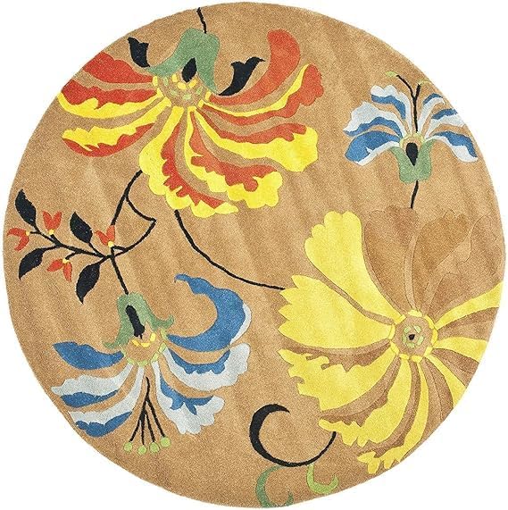 Image of Handmade Pure Woollen Carpet Collection for Hall with 1.0 inch inch Thickness 7 X 7 Feet - Round DGR3