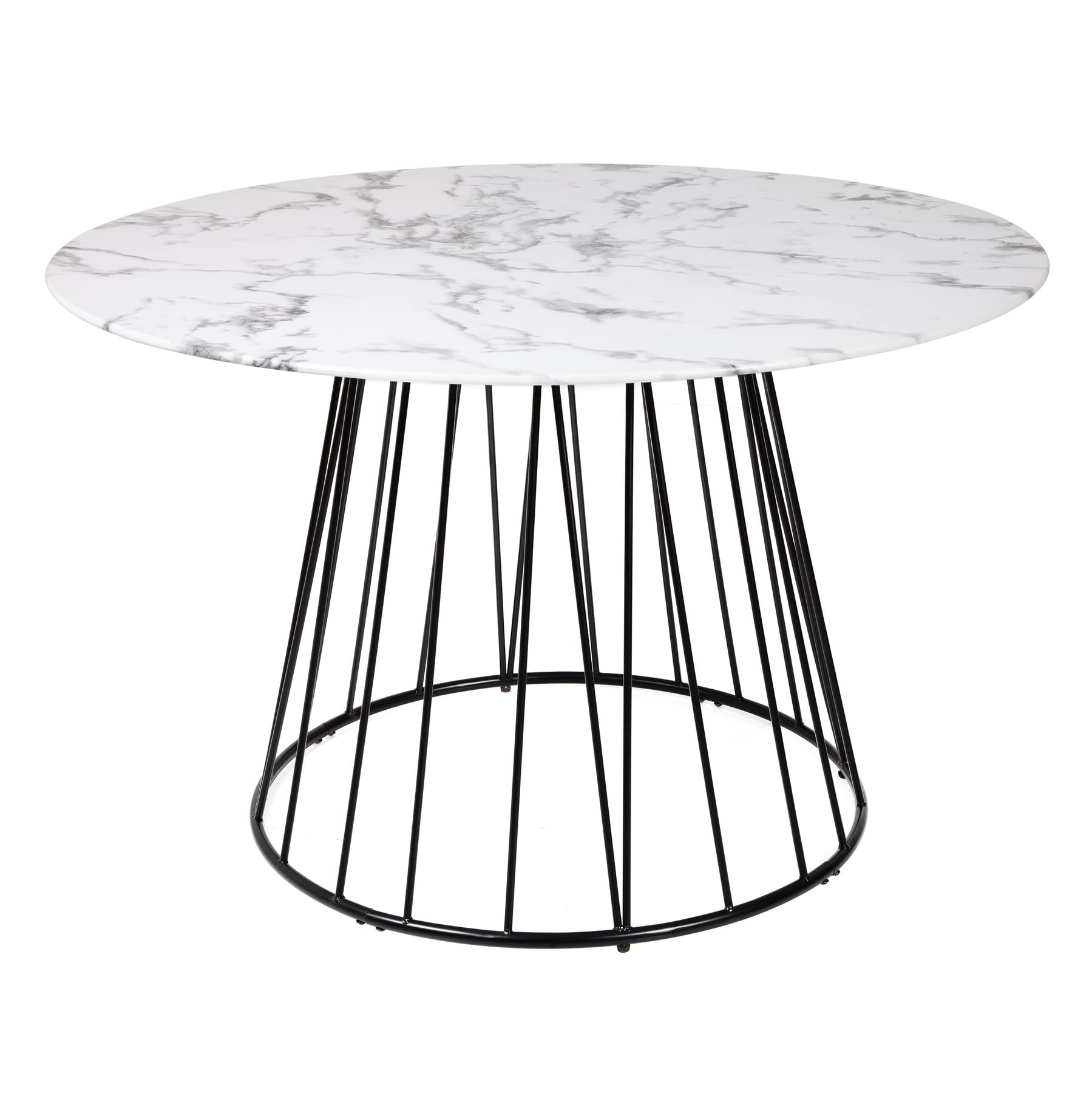 Riess Ambiente Paris – runder Esstisch, 120 cm, weiße Marmor-Optik, Sicherheitsglas, schwarzes Metallgestell