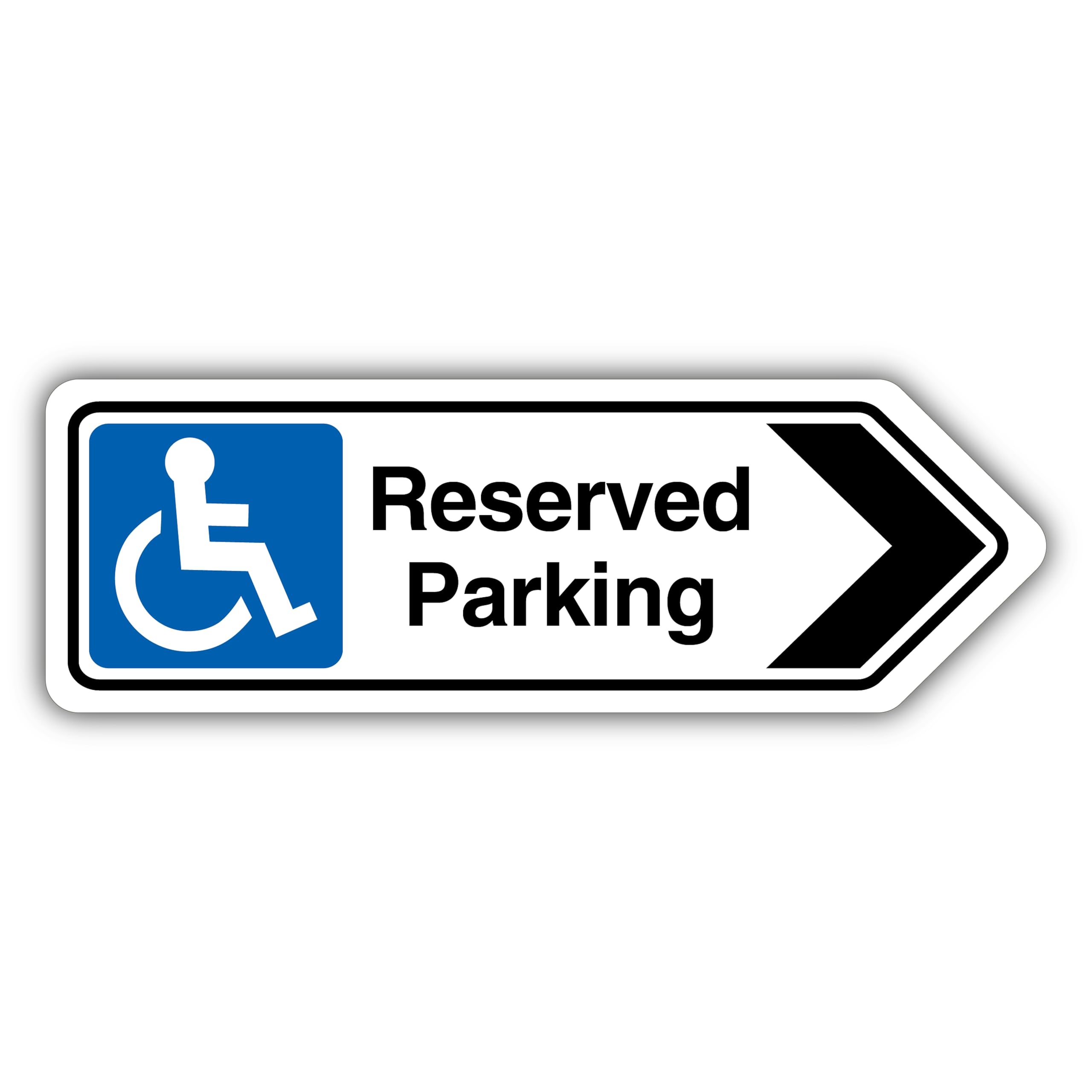 V Safety Reserved Parking Arrow Right - Shaped Sign 300 x 100 mm - 2mm Super-Tough Rigid Plastic