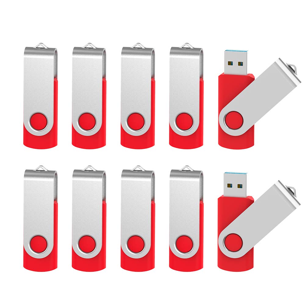 RAOYI 10 Pack 32GB USB 3.0 Flash Drive High Speed Thumb Drive 10 PCS USB Memory Stick Red