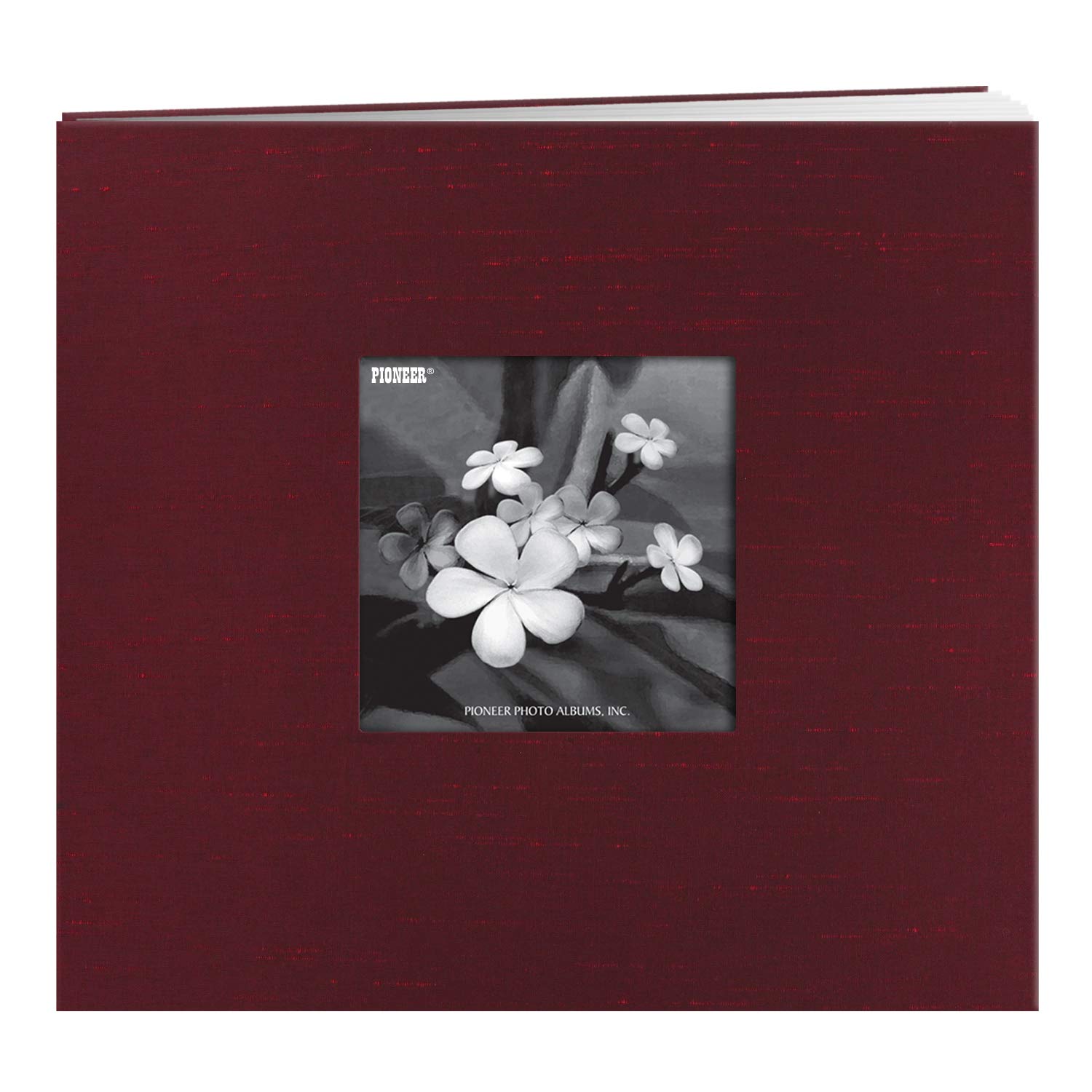 Pioneer 8 Inch By 8 Inch Postbound Silk Fabric Frame Cover Memory Book, Cranberry