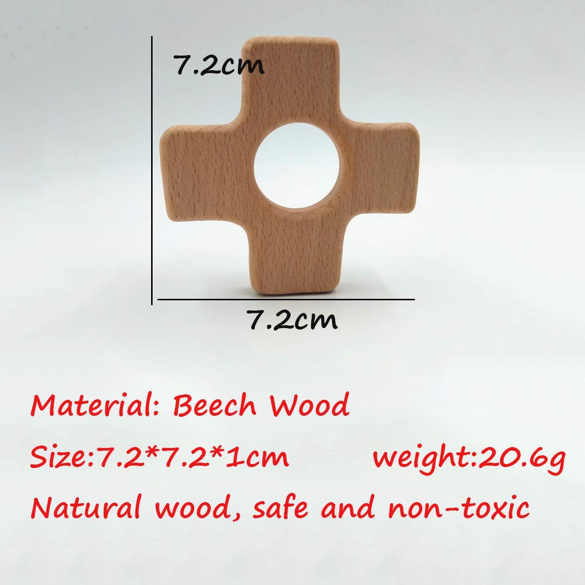 10pcs Natural Wooden Cross Teething Pendant Pure Natural Beech Wood Animal Plus Teether Shape for Handmade Necklace/Bracelet Accessory (Cross 10pcs)