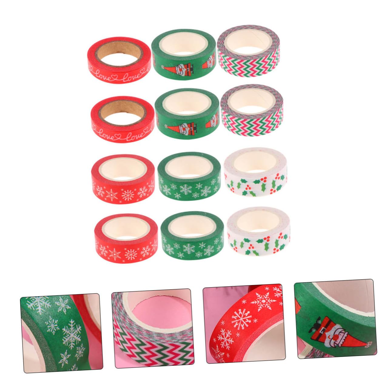 Angoily 24 Rouleaux Ruban Washi Adhésif de Noël Motifs Décoratifs pour Scrapbooking Bricolage et Décoration Maison