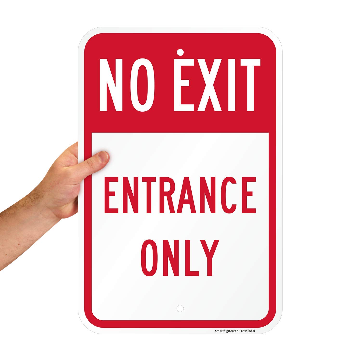 SmartSign 18 x 12 inch “No Exit - Entrance Only” Metal Sign, Screen Printed, 63 mil Laminated Rustproof Aluminum, Red and White, Made in USA