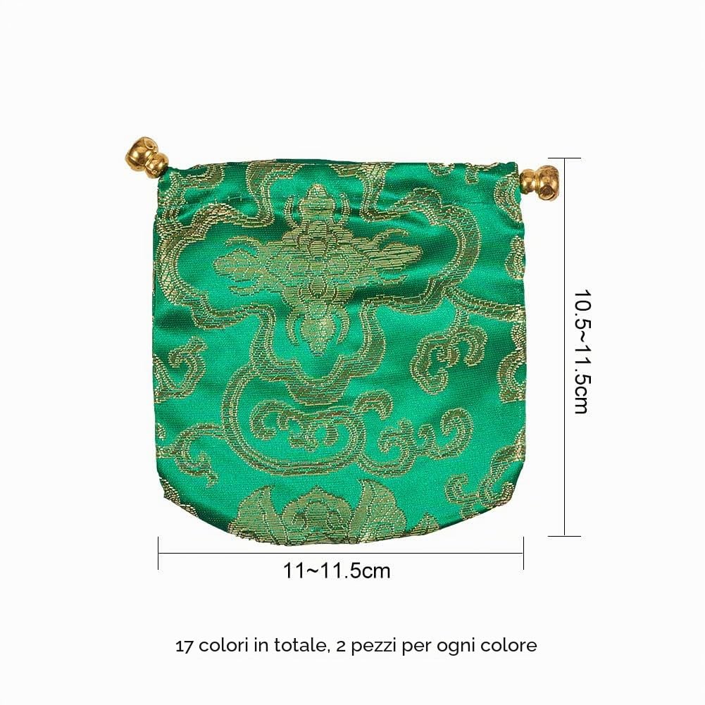 NBEADS Sacchetti 30 Pezzi in Seta, Sacchetti Regalo con Coulisse in 15 colori per Riporre Anelli per Bracciale per Collana, 10,5 x 11 cm