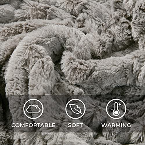 MP2 Heated Plush Sherpa Throw - Electric Blanket for Lap w/ 3 Heating Levels & 2 Hours Auto Shut Off, UL Certified Safety Standard, Machine Washable - 50\"x 60\", Grey