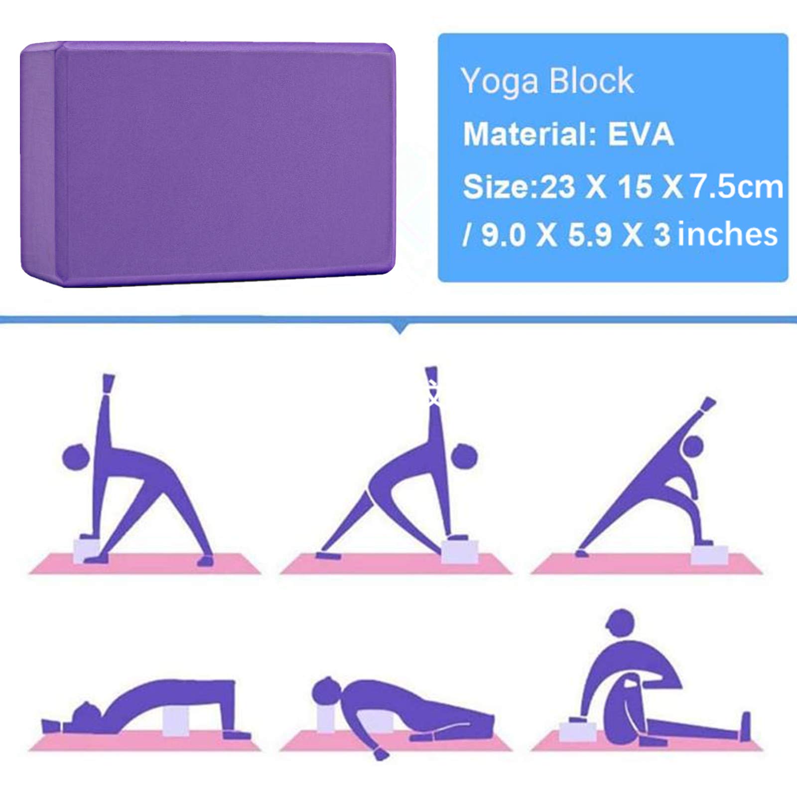 Jamron 4 PCS Yoga Starter Kit Yoga Blocks + Strap + Loop Bands Fitness Equipment Set SN07925 Purple