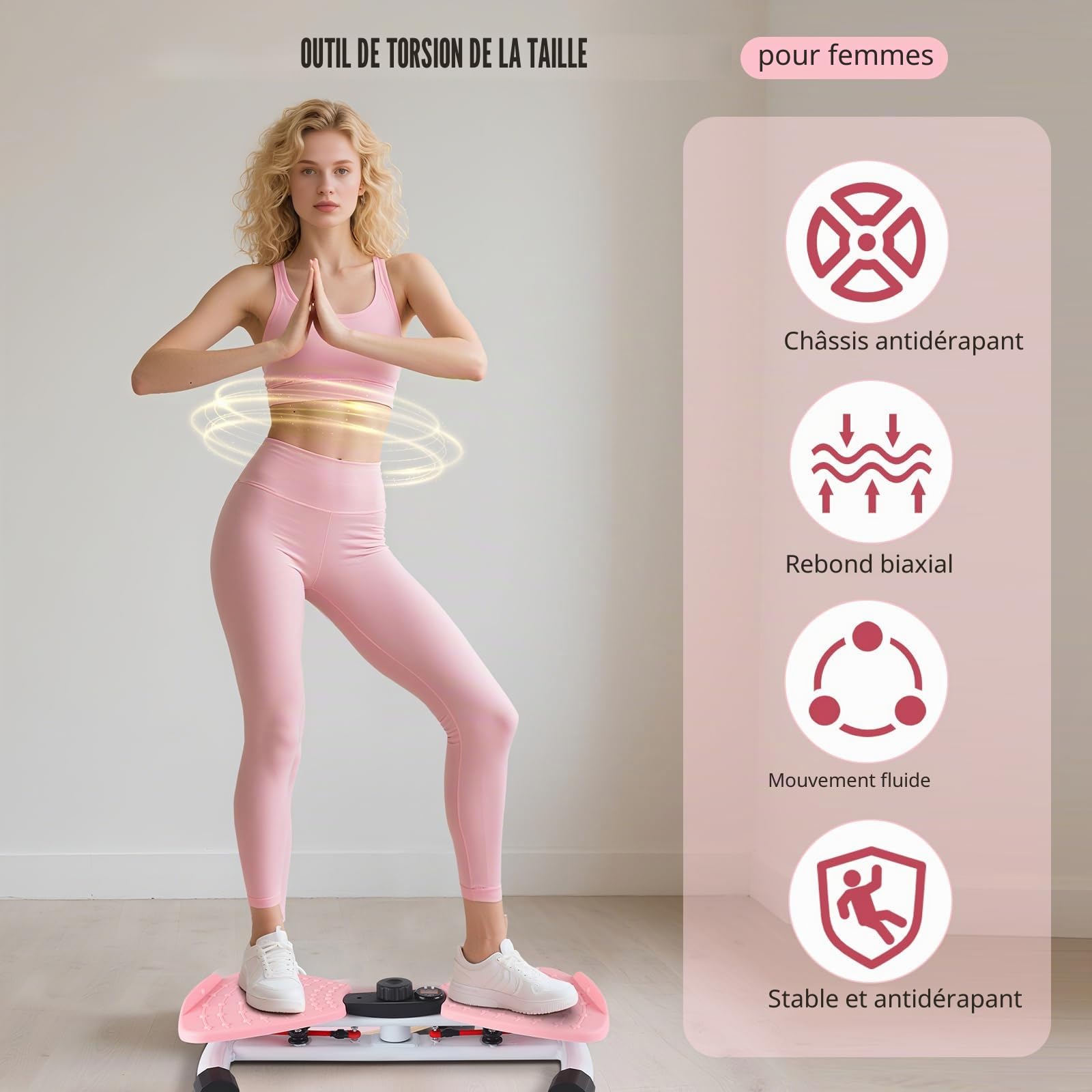 Disque de Torsion 360° pour Sculpture de la Taille – Design Ergonomique avec Surface Antidérapante et Base Hexagonale – Outil de Fitness Polyvalent pour Perte de Poids et Massage des Pieds