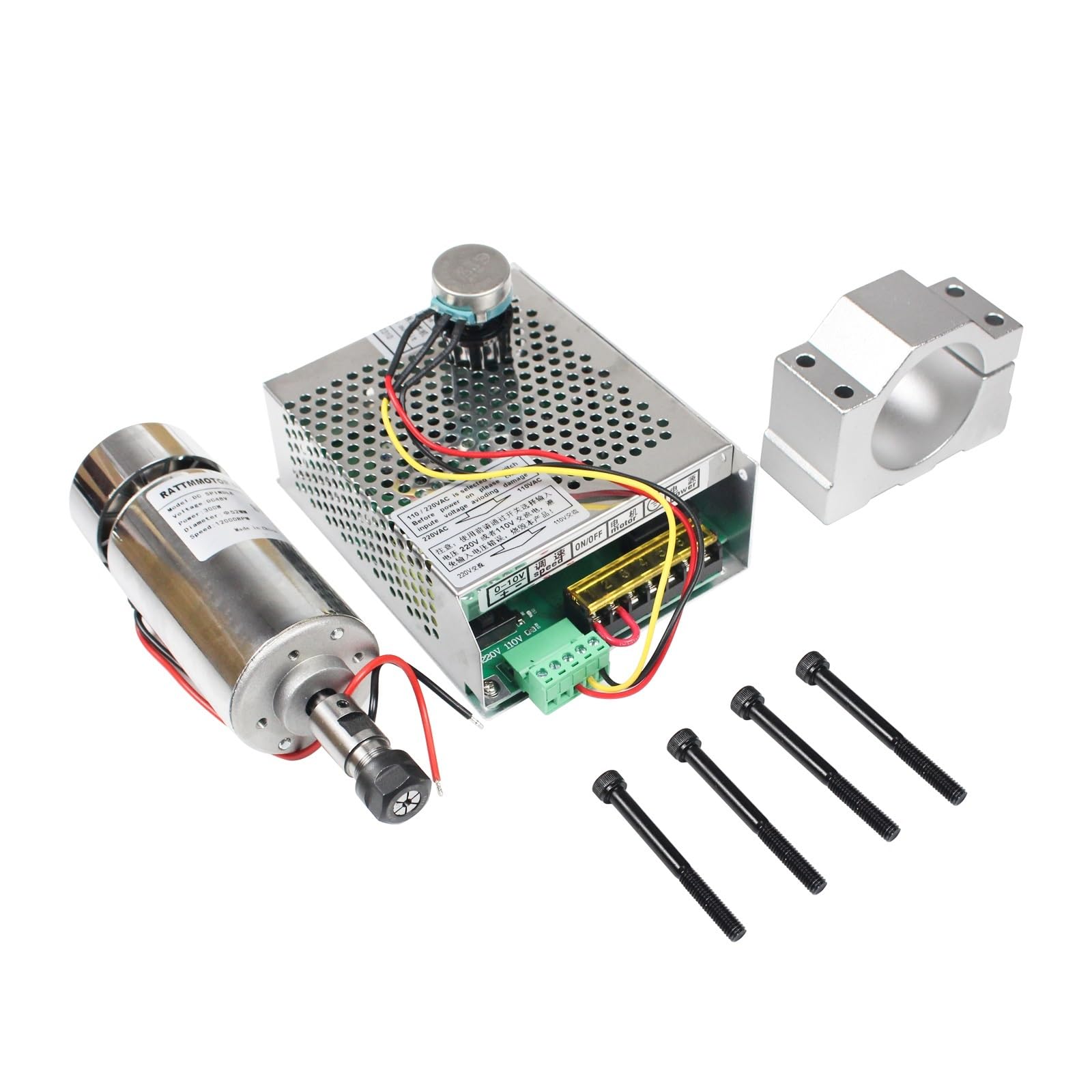 12000 obr/min High Speed ​​DC 12-48V 300W ER11 400W ER16 CNC zestaw do silnika wrzeciona chłodzonego powietrzem z zasilaczem grawerki,Napęd elektryczny(400W ER11)