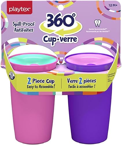 Miniatura 8 de Playtex Baby Stage 2 - Vasos para beber sin boquilla 360, a partir de 1 año, a prueba de fugas, a prueba de derrames, azul y aguamarina, 10 onzas, 2