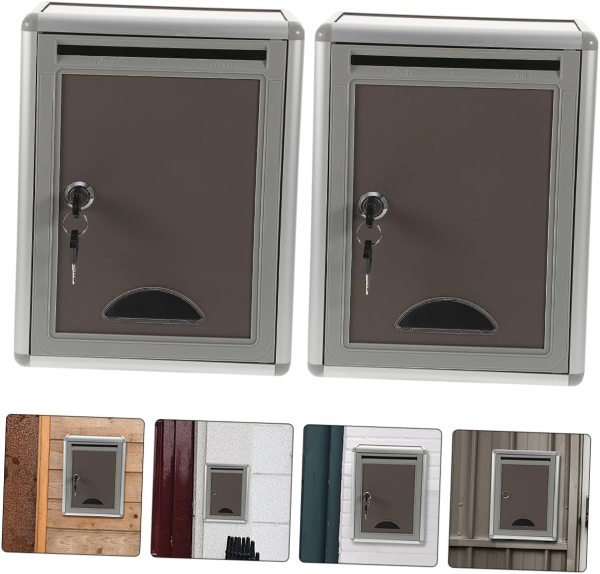 2 pcs Metal Wall Mount Mailbox with Lock Security Mailbox for Home and Office Easy to Install Wall Mail Box Versatile Suggestion and Letter Deposit Box