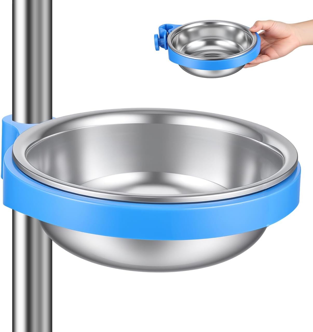 Baluue Stainless Steel Facial Washbasin and Waste Bin Holder Ring | for Beauty Salon Spa Cart 7.4 Inch Dressing Crate Water Bowl for Cat Puppy Bird Pets Feeding Bowls