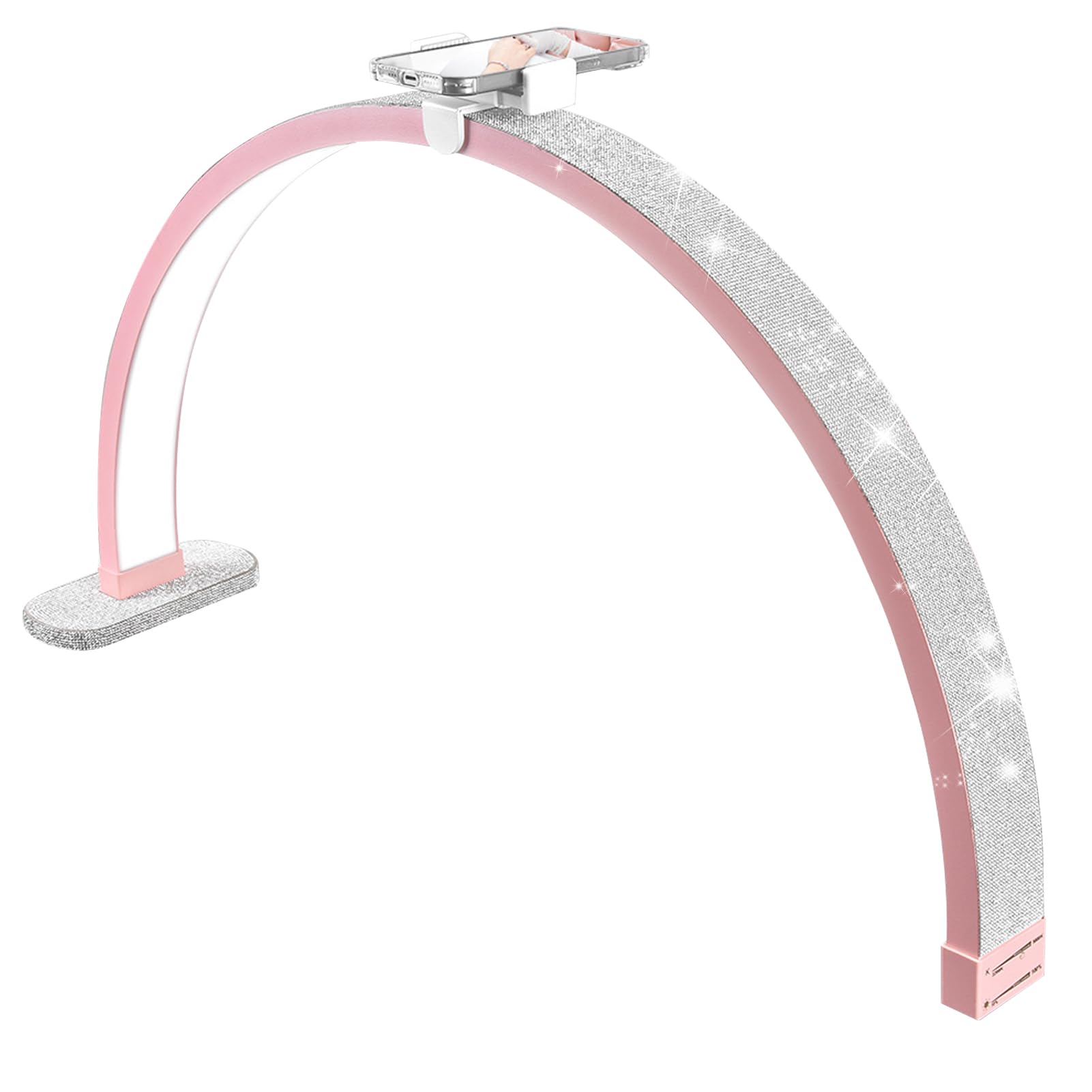 Half Moon Light for Nail Desk, Half Moon Lamp with Phone Holder, 30in Moon Light Nail Tech with Touch Dimming and Brightness Adjustment