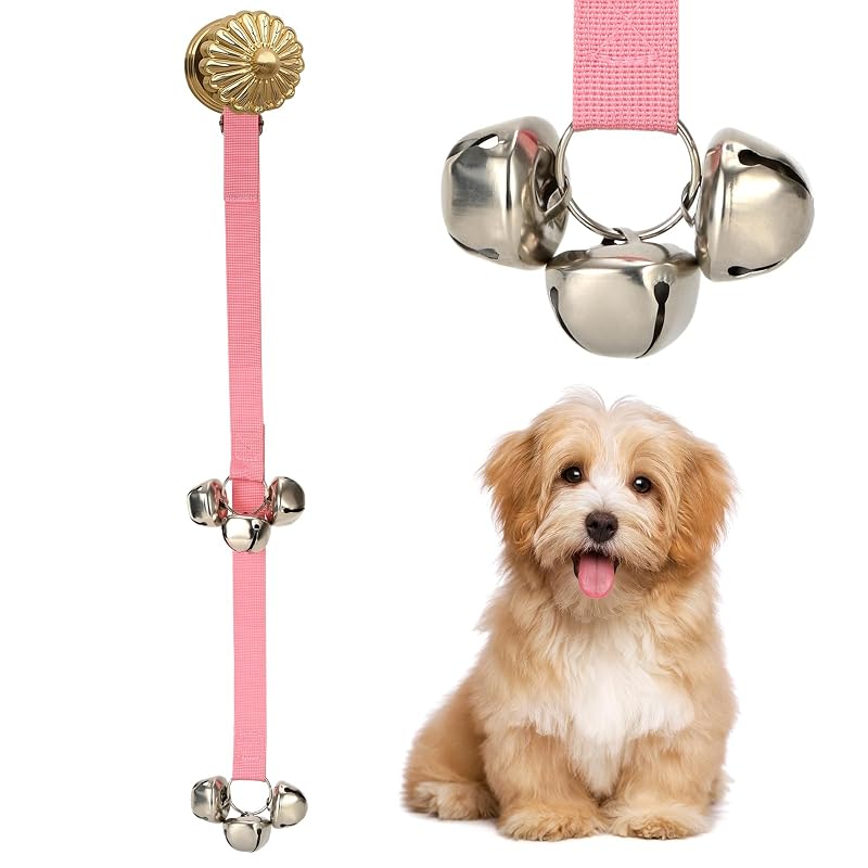 Campainha para Cães para Treinamento Sanitário Luckyiren, Comprimento e Altura Ajustáveis, Rosa, Pacote com 1