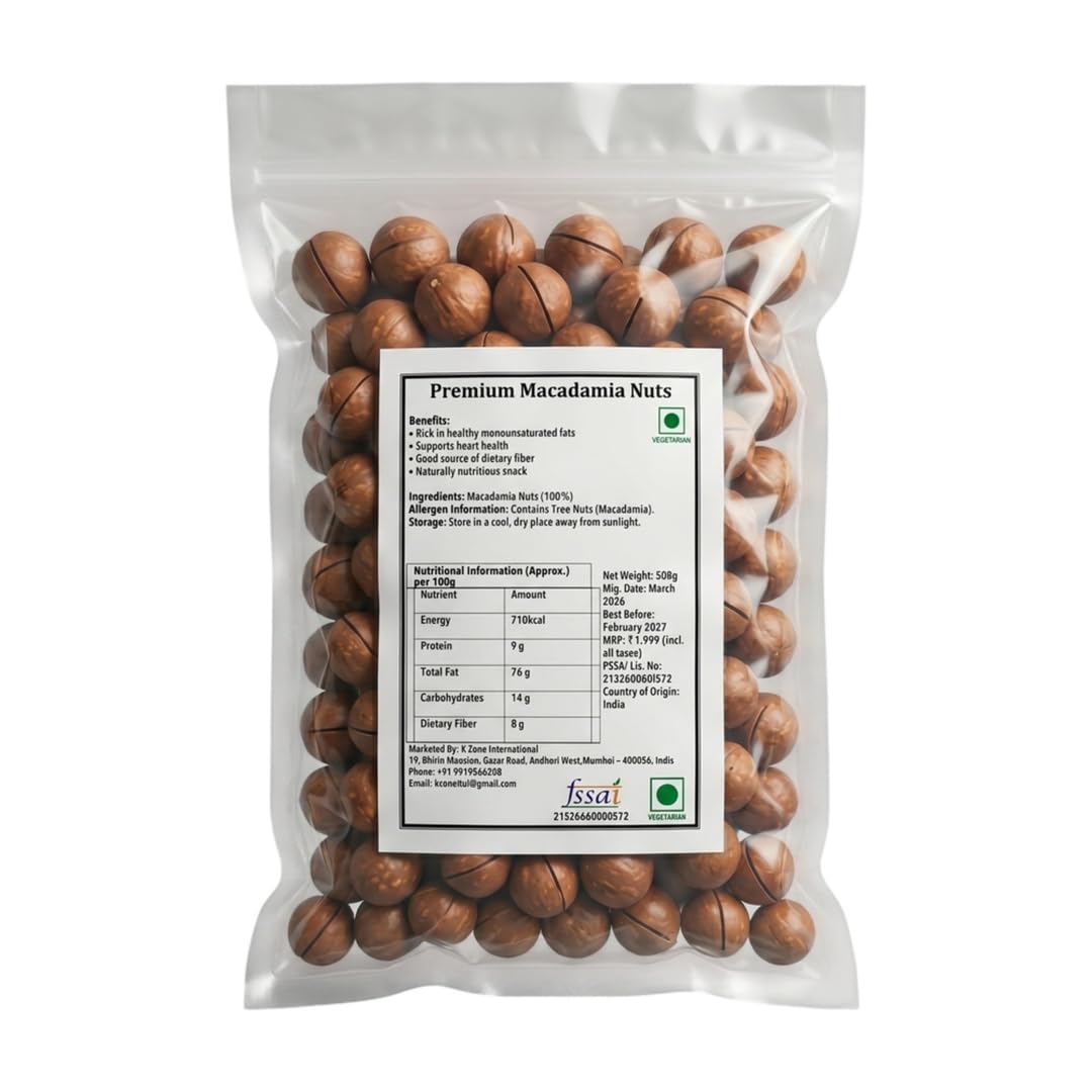 Macadamia Nuts 100% Natural, Raw, 500g, Grade A++, Rich & Buttery, Crunchy, Gluten Free, Keto Friendly, Nutrient-Rich Superfood for Snacking & Baking ( To open the macadamia shell there is a key inside every packet )-image-34
