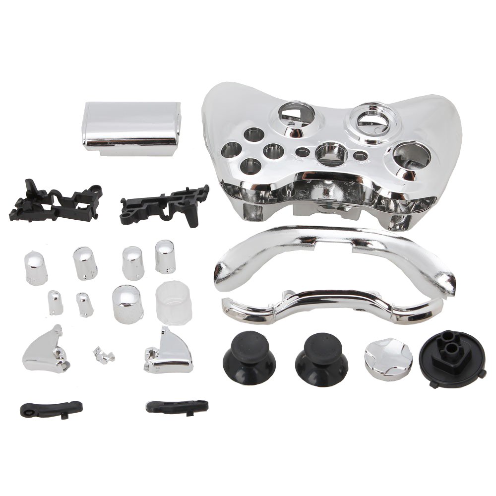 OSTENT Full Controller Shell Case Housing Compatible for Microsoft Xbox 360 Wireless Controller Color Silver-image-29