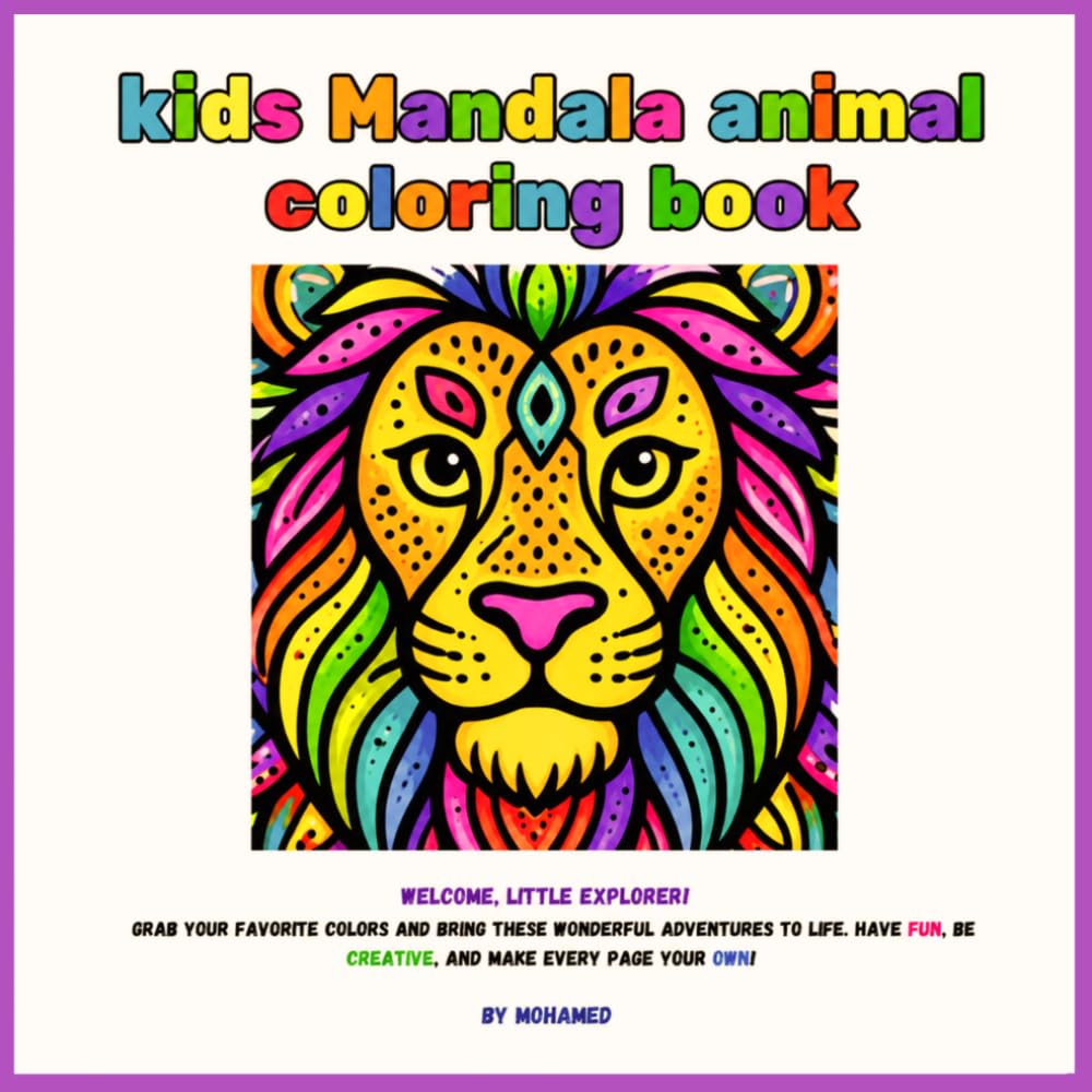 kids mandala animal coloring book