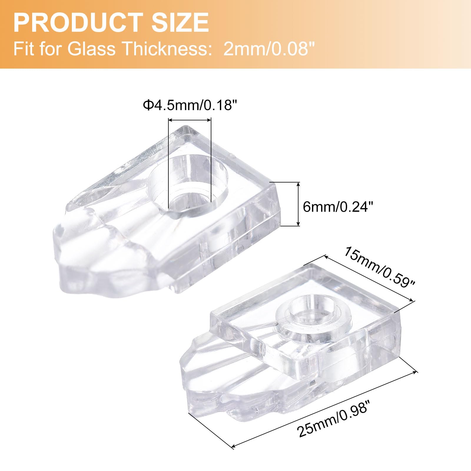 25-Piece Clear Mirror Hanging Clips - Plastic Retainer Clips For 1/4 Inch Glass & Mirrors With Screws
