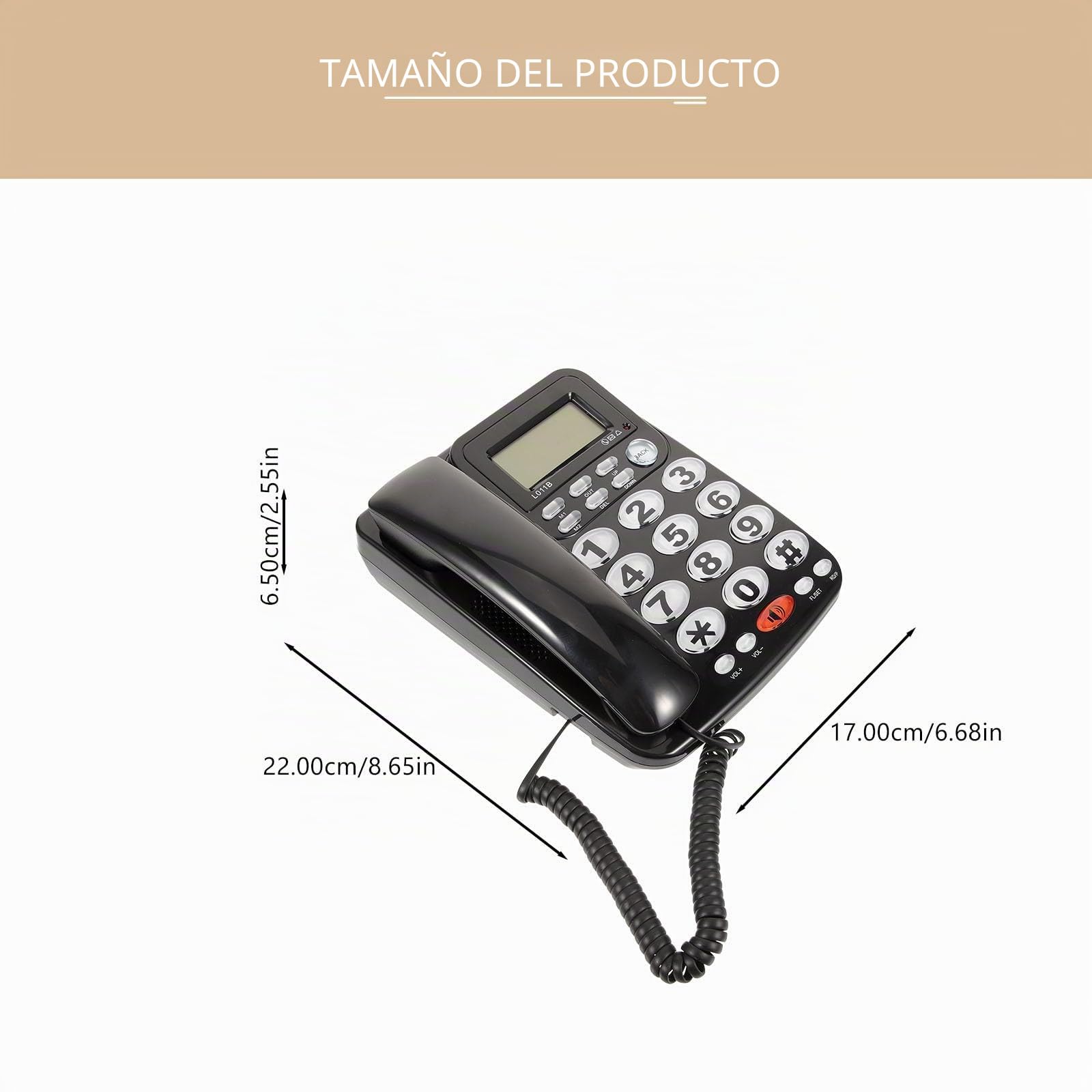 OUNONA Teléfono Fijo Sobremesa Negro, Calidad de Sonido Clara y Fácil Navegación, Diseño Moderno en Pvc para Uso en Casa u Oficina